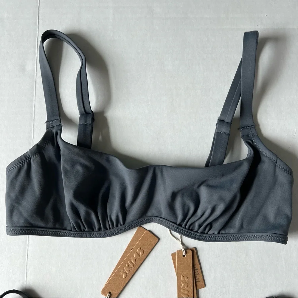 *SOLD C* NWT SKIMS Ruched bikini top Rhinestone strappy bikini bottom small - Picture 2 of 15